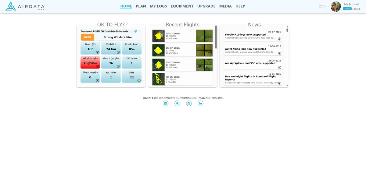Vluchtgegevens in een Airdata-dashboard